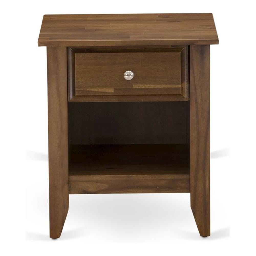 East West Furniture GA-08-ET Gallatin Night Stand - Rectangle Bedside Table with a Drawer for Bedroom, 18x21 Inch Inch, Antique Walnut